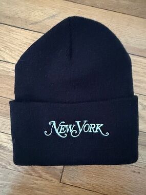 Black Beanie with "New York" Embroidered Script